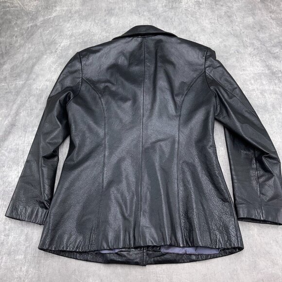 Wilsons Maxima Jacket Women Medium Black Leather Nylon Lined Classic 90s VTG - Picture 10 of 11